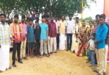 புதுமண தம்பதிகள் கட்சியின் கொடியேற்றும் நிகழ்வு-காட்டுமன்னார்கோயில்