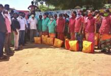 பெண் துப்புரவு பணியாளர்களுக்கு நிவாரண பொருட்கள் வழங்கும் நிகழ்வு- வடலூர் பேரூராட்சி குறிஞ்சிப்பாடி தொகுதி