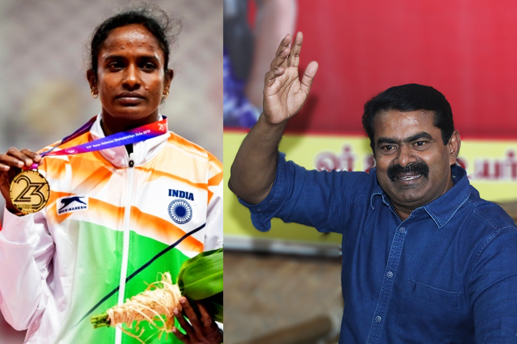 தடகள வீராங்கனை தங்கை கோமதி மாரிமுத்துவிற்கு தமிழக அரசு உறுதுணையாக நின்று மீண்டுவர உதவ வேண்டும் – சீமான் வலியுறுத்தல்