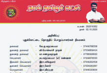 தலைமை அறிவிப்பு: புதுக்கோட்டை தொகுதிப் பொறுப்பாளர்கள் நியமனம்