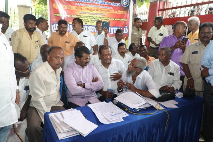 அஞ்சல்துறை தனியார் மயமாக்கல் மற்றும் அதிகாரிகளின் சர்வதிகாரப் போக்கைக் கண்டித்து, அகில இந்திய கிராமிய அஞ்சல் ஊழியர் சங்கம் சார்பாக இன்று 28-09-2022 சென்னை அண்ணாசாலை, CPMG வளாகத்தில் நடைபெற்றுவரும் அறவழிப் போராட்டத்தில் நாம் தமிழர் கட்சி சார்பாக பங்கேற்று முழு ஆதரவை தெரிவித்தபோது,
