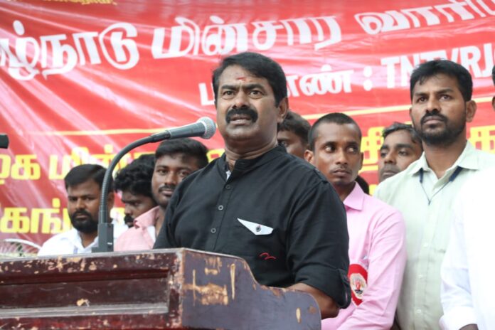 Seeman participated and delivered speech during the protest carried out by TNEBGU Gangman (8)