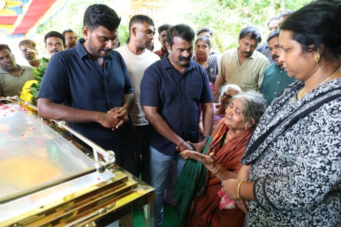 தமிழ்த்தேசியத் தலைவரின் பேரன்பையும், பெருமதிப்பையும் பெற்ற பெருந்தகை.
தம்முடைய எழுத்து, இசை, குரல் என்று யாவற்றையும் தாயக விடுதலைக்கு ஒப்புவித்து, வாழ்நாள் முழுவதும் தமிழ் மண்ணிற்கும், மக்களுக்காகவுமே வாழ்ந்து மறைந்த போற்றுதற்குரிய பெருமகன், பாசறைப் பாணர் அப்பா தேனிசை செல்லப்பா அவர்கள் மறைவெய்தியதையடுத்து இன்று 28-04-2026 பிற்பகல் படப்பையில் உள்ள அவரது இல்லத்தில் நடைபெற்ற இறுதி வணக்க நிகழ்வில் பங்கேற்று இறுதி வணக்கம் செலுத்தி, குடும்பத்தினருக்கு ஆறுதல் தெரிவித்தேன்.